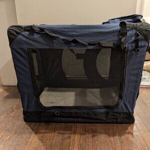 EliteField 3-Door Collapsible Soft-Sided Dog Crate, Blue, 30 inch